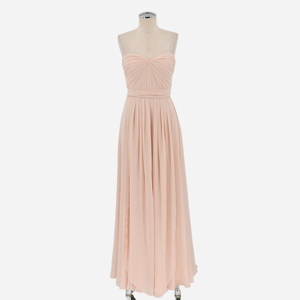 JENNY‎ YOO DressSz 2 Blush Pink Aidan Convertible Bridesmaid Full Length Wedding